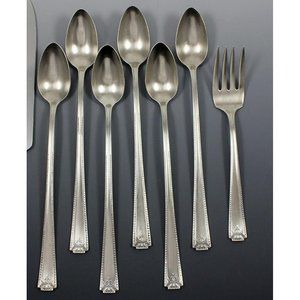 National Silver Co DORIC Silverplate 7 Pcs - Iced Tea Spoons & Dessert Fork